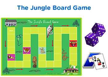 The jungle Board Game for Math practice. Free downloable board.